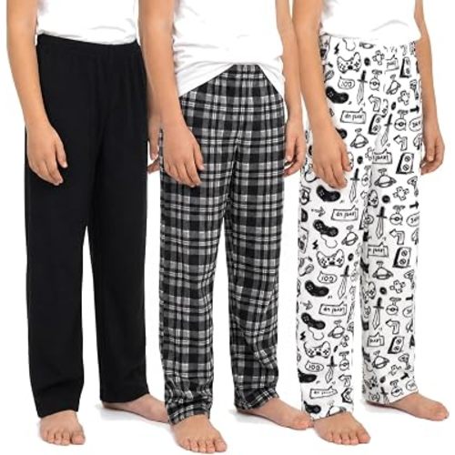 Mad Dog Concepts Boys Pajama Pants 3 Pack - Plaid Fleece Kids & Teen PJs