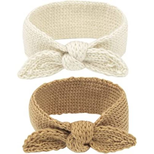 IZUS Turban Headband Baby Girl - Warm Rabbit Knot Hair Band, Knit Head Wrap for Newborn, Toddler and Children (One Size (Fit for 2 months to 7 Years), Camel + Beige)