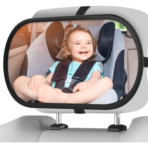 Baby Car Mirror, Safety Car Seat Mirror for Rear Facing Infant, Clear Wide View, 360°Rotation, Easily Observe the Baby Move, Secure, Shatterproof, Crash Tested and Certified (Black)