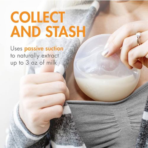 Boon Trove Silicone Breast Milk Collector - Includes Polyester Travel Pouch - Breastfeeding Essentials - 2 Count