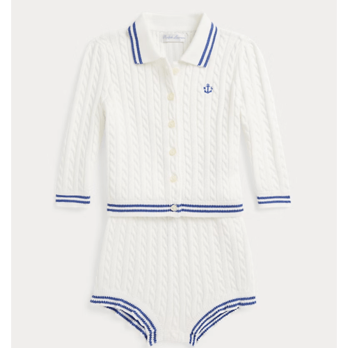 Mini-Cable Cotton Cardigan & Bloomer - 24M