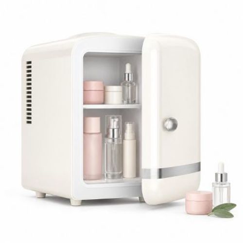 Electactic 4L Cosmetic Mini Fridge for Bedroom, Holds 6 Cans, White