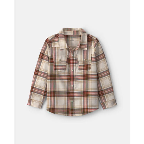 Toddler Boy Plaid Long-Sleeve Button-Down Shirt - Brown/Cream - OshKosh B'gosh | Carter's