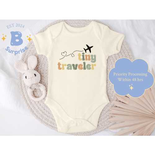 Tiny Traveler Baby Onesie® - Adventure Airplane Bodysuit & Wanderlust Baby Gift - Boho Travel Theme