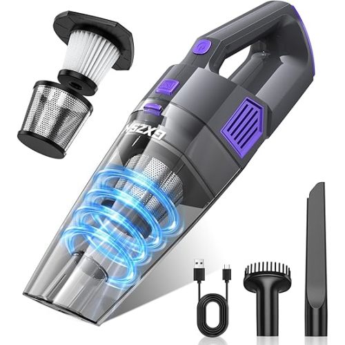 Handheld Vacuum Cordless, 15000PA Strong Suction Hand Held Car Vacuum Cleaner Rechargeable, Portable Hand Vacuum with Multi-Nozzles & Washable Filter for Home Office, Car, Pets