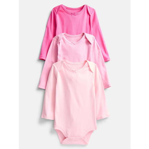 Wonder Nation Baby Girls Long Sleeve Bodysuits, 3-Pack, Sizes 0-24 Months