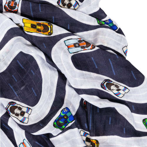 Porsche 917 Day at the Track Swaddle | Bamboo Baby Blanket – Gearhead Kids