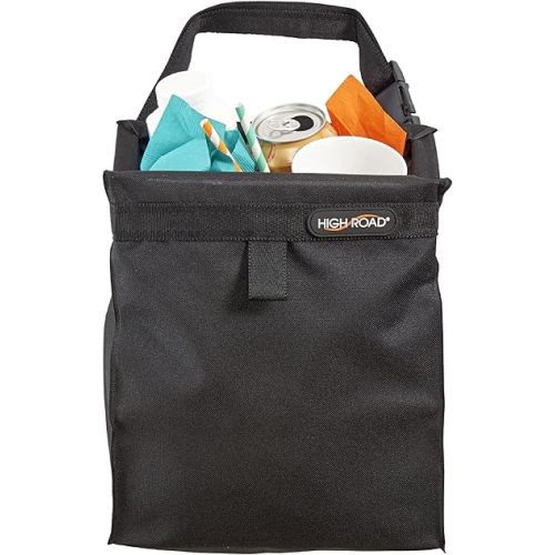 High Road TrashStash Hanging Car Garbage Bag with Push-Close Lid and Waterproof Bin for Car, SUV and Truck Seat Backs - Holds 3 Gallons of Car Trash (Black)