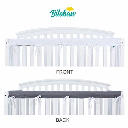 Crib Rail Cover Protector Safe Teething Guard Wrap for Long Front Crib Rails, Reversible,Safe and Secure Crib Cover. - 1 pack - 51*7.2 Inch