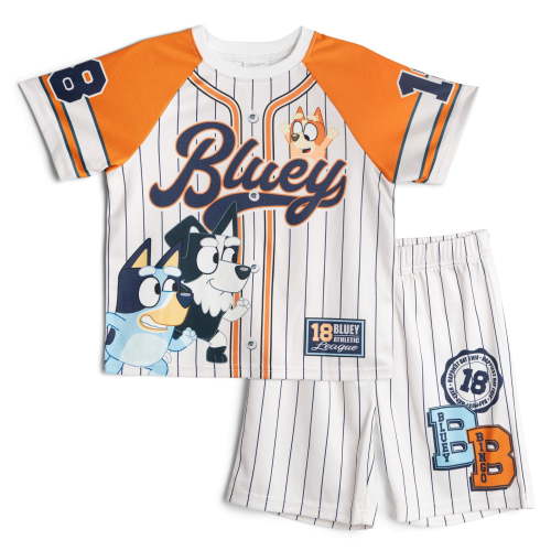 Bluey Bingo Mackenzie Mesh Baseball Jersey Athletic T-Shirt and Shorts Outfit Set Toddler to Big Kid