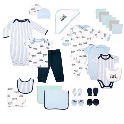 Luvable Friends Baby Boy Layette Gift Cube, Train, 0-6 Months