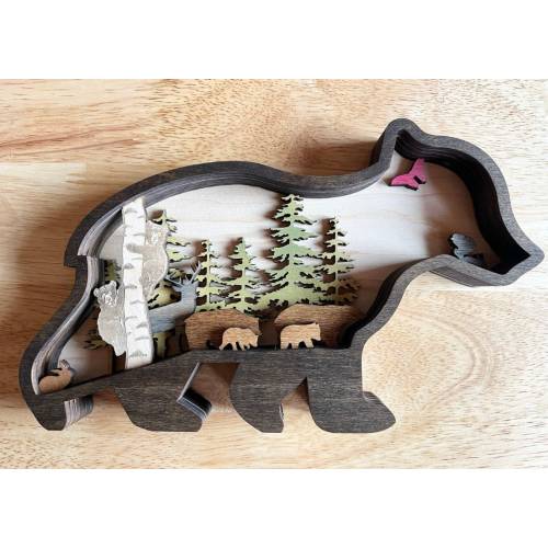 Cub Rustic Wooden Nursery Cozy Layer Bear Family Decoration Decor Baby