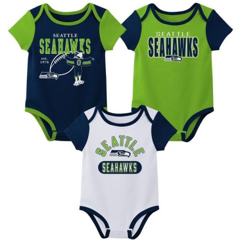 NFL Seattle Seahawks Boys' White 3pk Bodysuit