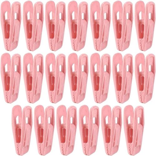 Litoexpe 20 Pcs Pink Velvet Hangers Clips, Pants Hangers Velvet Clips, Strong Finger Flocked Clips for Thin Felt Hangers
