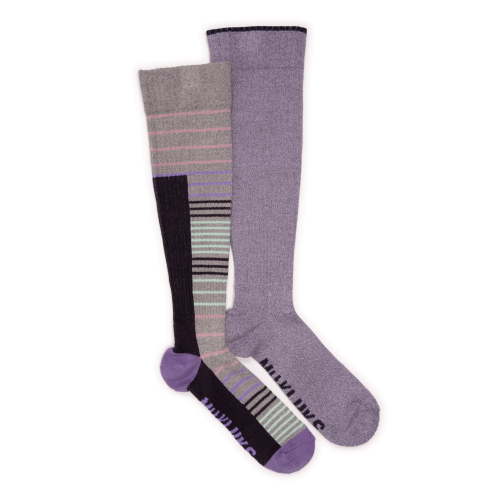 MUK LUKS Women's Regular Width Compression Cotton Knee-High Socks, 2-Pack, Shoe Size 6-10