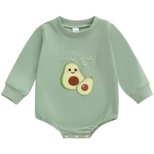 VISGOGO Newborn Baby Girl Boy Bubble Romper 3 6 9 12 18M Onesie Sweatshirt Long Sleeve Oversized Fall One-Piece Bodysuit