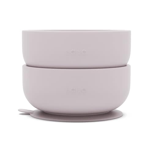 Lalo Suction Bowls - 2 Pack, 100% Silicone Non-Toxic BPA-Free Baby Bowls with Suction Base To Prevent Accidental Tip-Overs - Silicone Bowls For Babies And Toddlers - Lavender