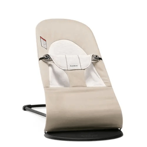 BabyBjörn Bouncer Balance Soft, Cotton/Jersey, Beige/Gray 2-in-1 Adjustable Baby Bouncer Seat and Toddler Chair, Newborn to Toddler (8-29 lbs), 4 Positions, Lightweight & Portable