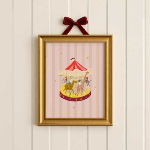Carousel Nursery Art: Bemelman Inspired Whimsical Decor (Digital Art)