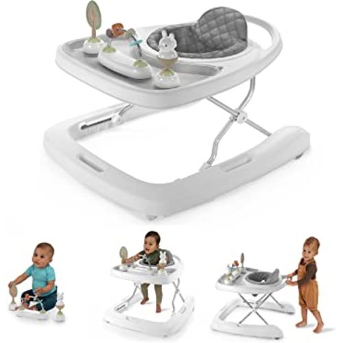 Ingenuity Step & Sprout 3-in-1 Foldable Baby Activity Walker with Removable Toys Ages 6 Months +, First Forest