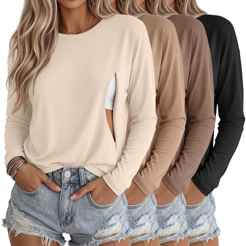 Ficerd 4 Pack Womens Nursing Maternity Tops