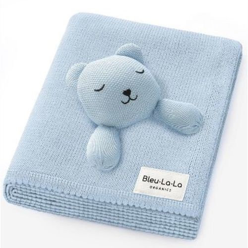 Bleu La La Blanket Lovey 100% Organic Cotton Baby Blanket with Comfort Lovey, Soft Security Blanket for Newborns & Toddlers