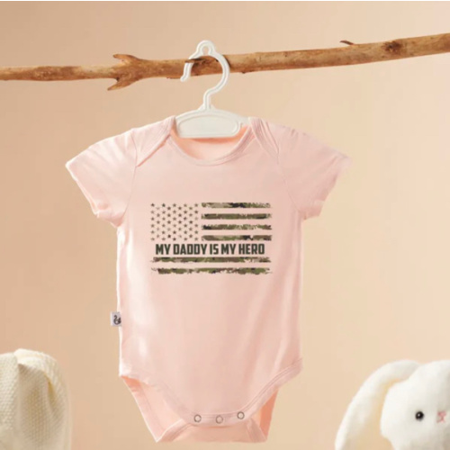 American Flag Baby Onesie | My Daddy Is My Hero | SwaddleAn