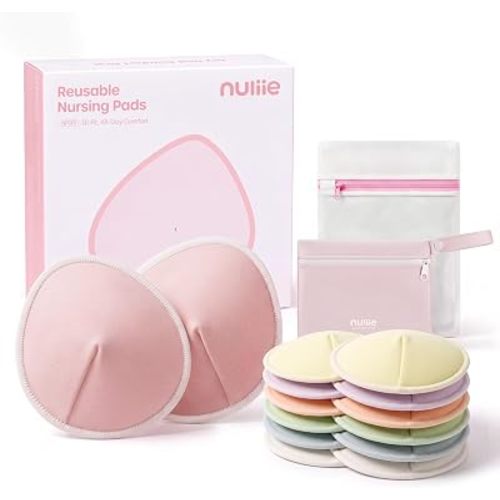 Nuliie Reusable Nursing Pads, 3D Contour Fits Secure, 14 Pack