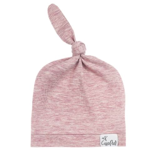 Copper Pearl Baby Beanie Hat Top Knot Stretchy Soft Maeve