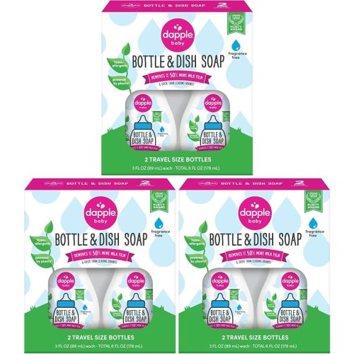 Dapple Baby - Fragrance Free Bottle & Dish Soap - 16.9 fl oz (3 Pack)