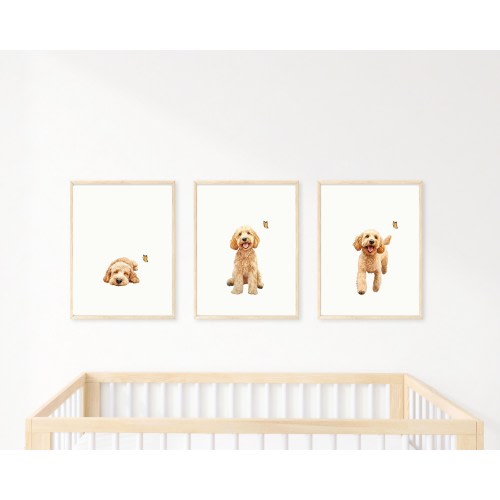Golden Doodle Puppy Print Set: Nursery Wall Art (Digital Download)