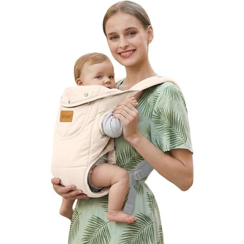 Baby Carrier Newborn to Toddler(7-30lbs), Toddler Carrier Baby Holder Carrier with Adjustable Shoulder Strap, Chest Carriers, Beige