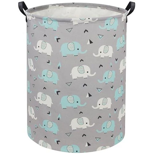 HIYAGON Elephant Baby Laundry Basket Baby Hamper for Nursery Girl Kids Hamper Cute Kids Storage Toy Bin Organizer Elephant Room Decor for Home(Elephants)