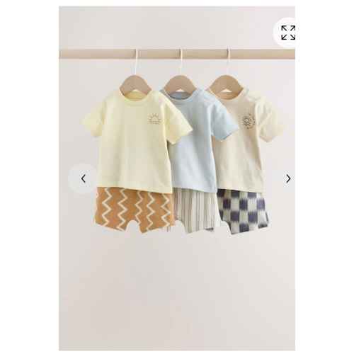 Buy Grey/Blue Wave Print Tops and Shorts Baby Set 6 Piece from Next USA