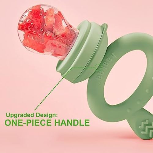 Haakaa Baby Fruit Food Feeder Pacifier | Breastmilk Popsicle Molds for Teething | Silicone Feeder and Teether for Baby Teething Relief & Infant Safely Self Feeding, BPA Free (Pea Green)