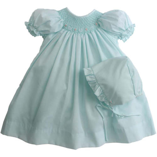 Baby Girls Mint Green Smocked Day Dress & Bonnet