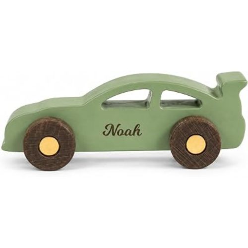Personalized Wooden Race Car, Custom Name Toy Vehicle, 2nd Birthday Gift for Toddler