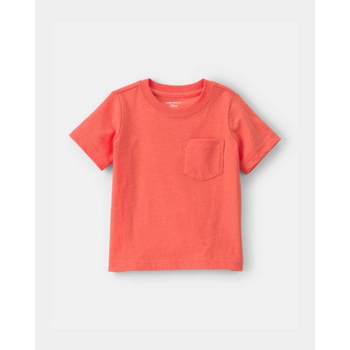 Baby Solid Pocket T-Shirt - Coral | Carter's