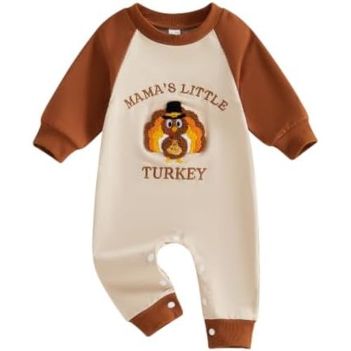 Newborn Baby Boy Thanksgiving Outfit Long Sleeve Jumpsuit 0-18M