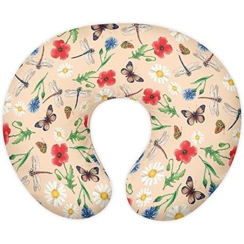 Flower Butterfly Nursing Pillow Cover Slipcover for Breastfeeding Pillows, Soft and Comfortable Fits On Standard Infant Nursing Pillows Soft Fabric Fits Snug On Infant
