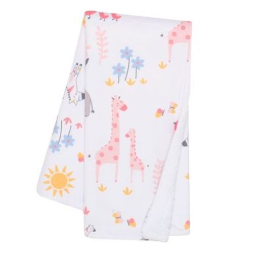 Lambs & Ivy Jazzy Jungle White Fleece Safari Animals Soft Baby Blanket