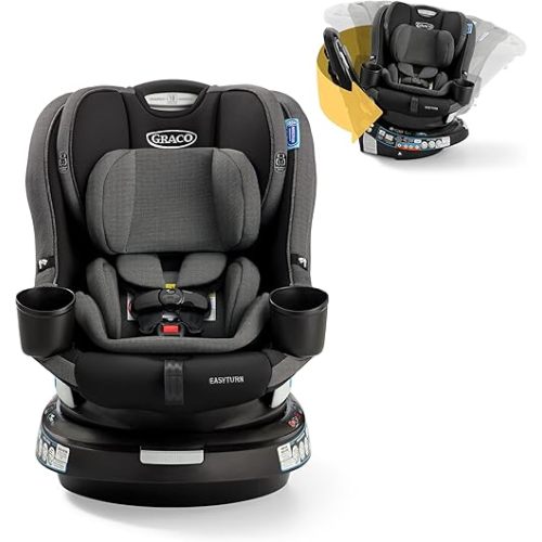 Graco EasyTurn 360 2-in-1 Convertible Car Seat, 360 Degree Rotating Infant to Toddler Rotating Car Seat, 2 Modes Forward and Rear Facing, Slim Design, Cyran
