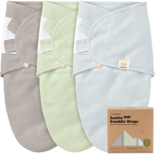 3pk Soothe Wren Swaddle Sleep Sacks, Organic Newborn Swaddles Wrap 0-3 Months, Soft Baby Wearable Blanket (Ripple, One Size)