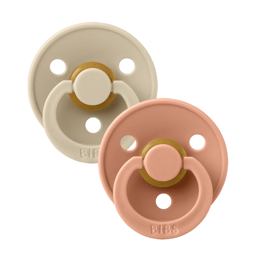 BIBS Colour Latex Pacifier Size 1, 0-6 Months, Vanilla/Peach, 2 Pack, Infant