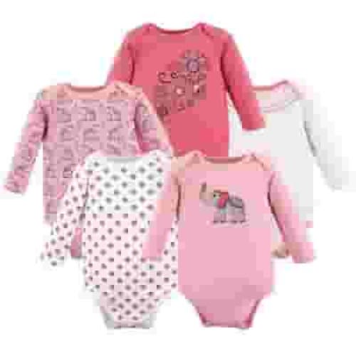 Hudson Baby Cotton Long-Sleeve Bodysuits, 5-Pack, Newborn- 24 Months