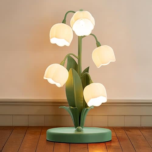 WERFOP Lily of The Valley Lamp, Green Flower Lamp for Home, 3 Color Adjustable Cute Bedside Night Light for Bedroom Dorm Living Room Office Home Decor (Green)​​