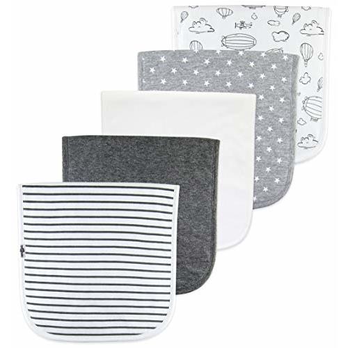 Baby Burp Cloths for Boys and Girls 5 Pack, Large 21"x10", Triple Layer, 100% Organic Cotton, Thick, Soft and Absorbent Towels, Burping Rags for Newborns