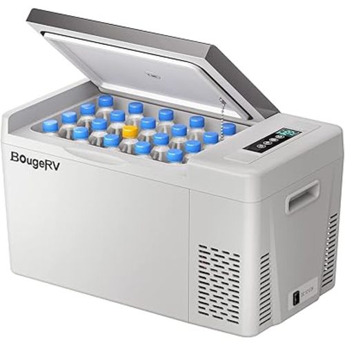 BougeRV 12 Volt Refrigerator 12V Car Fridge 23 Quart Portable Freezer Compressor Cooler 12/24V DC 110~240 Volt AC for Truck Van RV Camper SUV Travel Camping Road Trips Tailgating -8℉~50℉