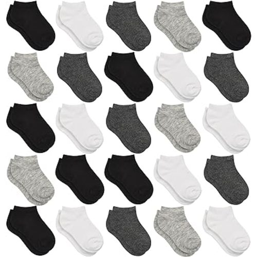 Kids Socks - 25 Pairs Toddler Ankle Socks Set, Low Cut for Boys & Girls (0-14 Years Old)