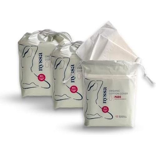 Nyssa Postpartum Pads, 16" Long, Ultra-Absorbent Organic Cotton, 2 Pack (16 Pads Total)
